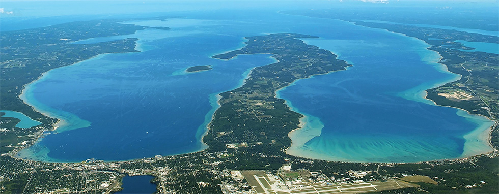 Aerial view of Old Mission Peninsula