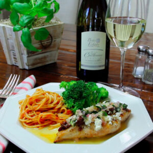 Texas Chicken – Grilled Chicken with Sun Dried Tomatoes, Goat Cheese & Basil Butter Sauce